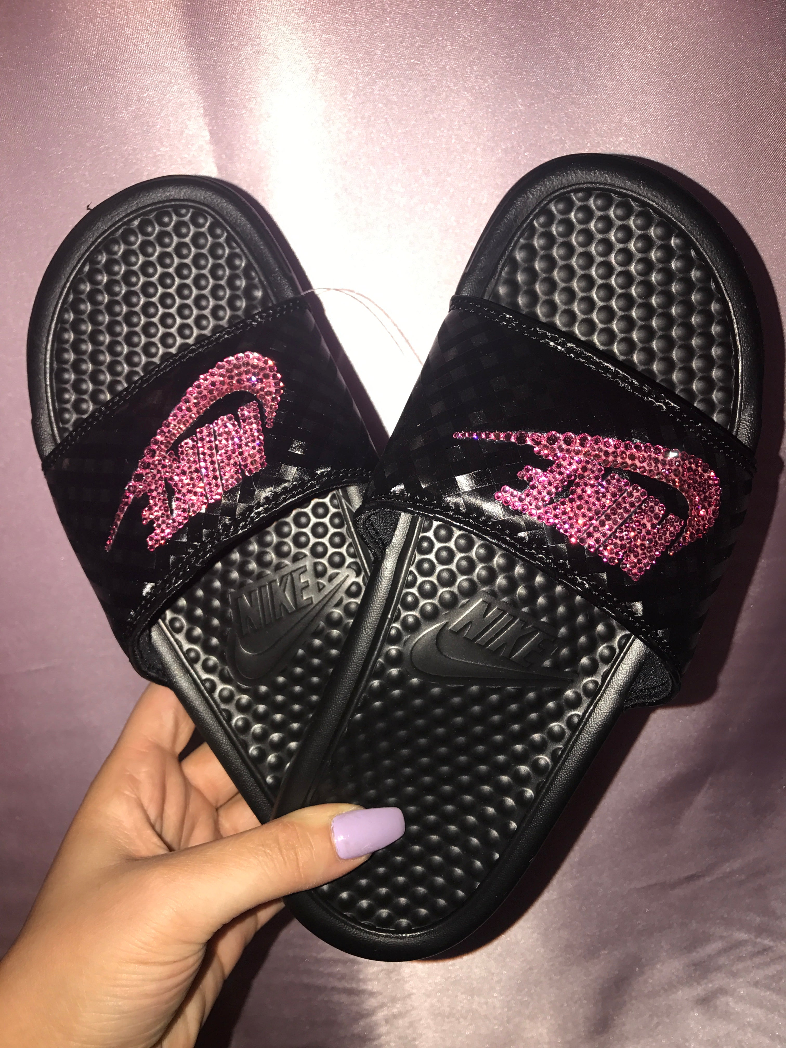 Blinged crystal custom Nike store Slides